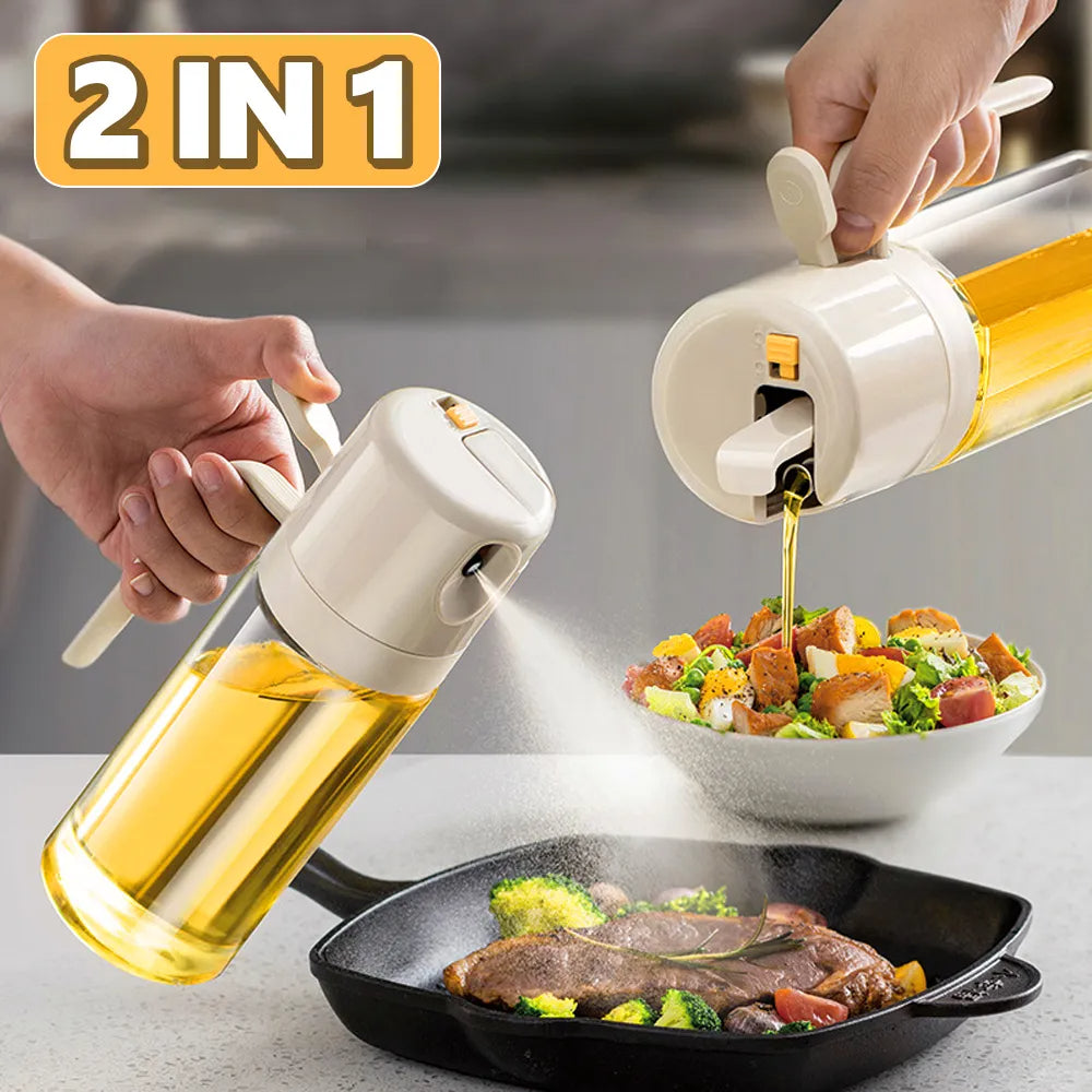 2 in 1 Oil Sprayer Bottle BBQ Cooking Oil Dispenser Olive Oil Pourers Sprayer Kitchen Baking Oil Mister Vinegar Bottle