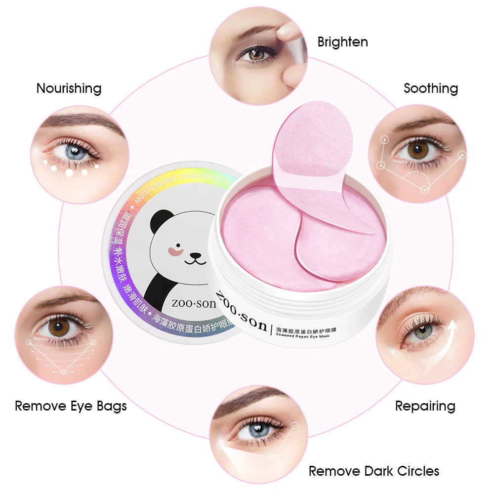 Face Skin Care Set Cherry Blossom Essence Moisturizing Collagen Eye Patches & Whitening Face Serum & Anti-Aging Sleep Mask Cream