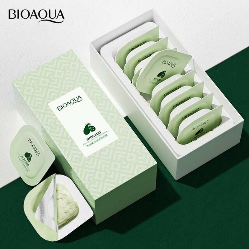 8Pcs/Set Avocado Extract Clearing Mud Cream Mask Moisturizing Oil-Control Acne Relief Smear Mask Boxed Skin Care Products