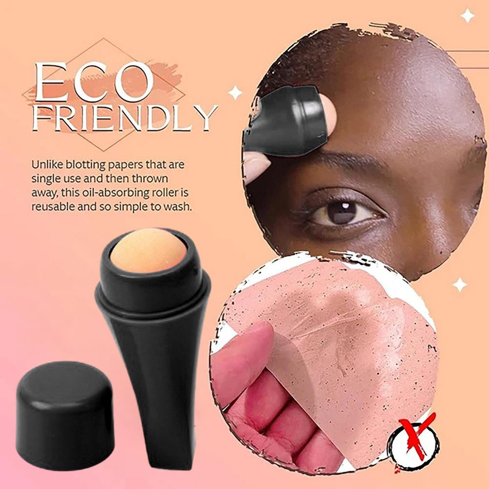 Oil-Absorbing Volcanic Face Roller Reusable Oil Control Roller Portable for Home Travel On-The-Go Facial Skincare Tool